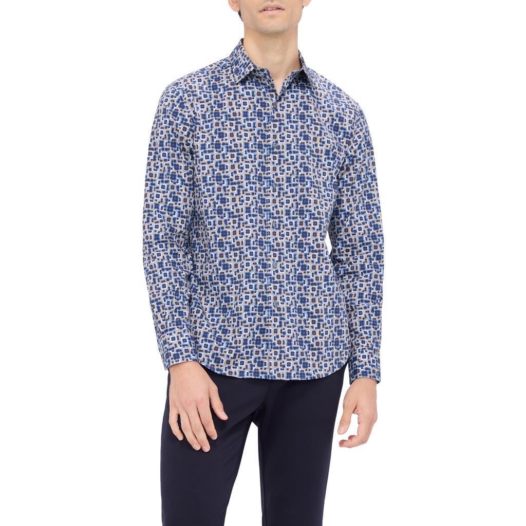 BUGATCHI Julian Shaped Fit Geo Print Stretch Button-up Shirt In Air Blue Product Image