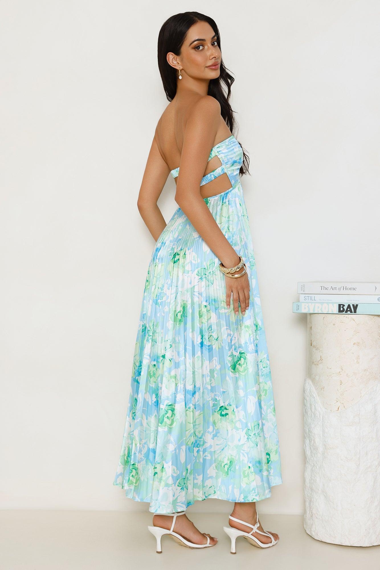 Lilou Strapless Satin Maxi Dress Blue Product Image