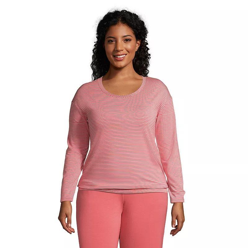 Women's Lands' End Long Sleeve Pajama Top, Size: XS, Black Ivory Buffalo Product Image