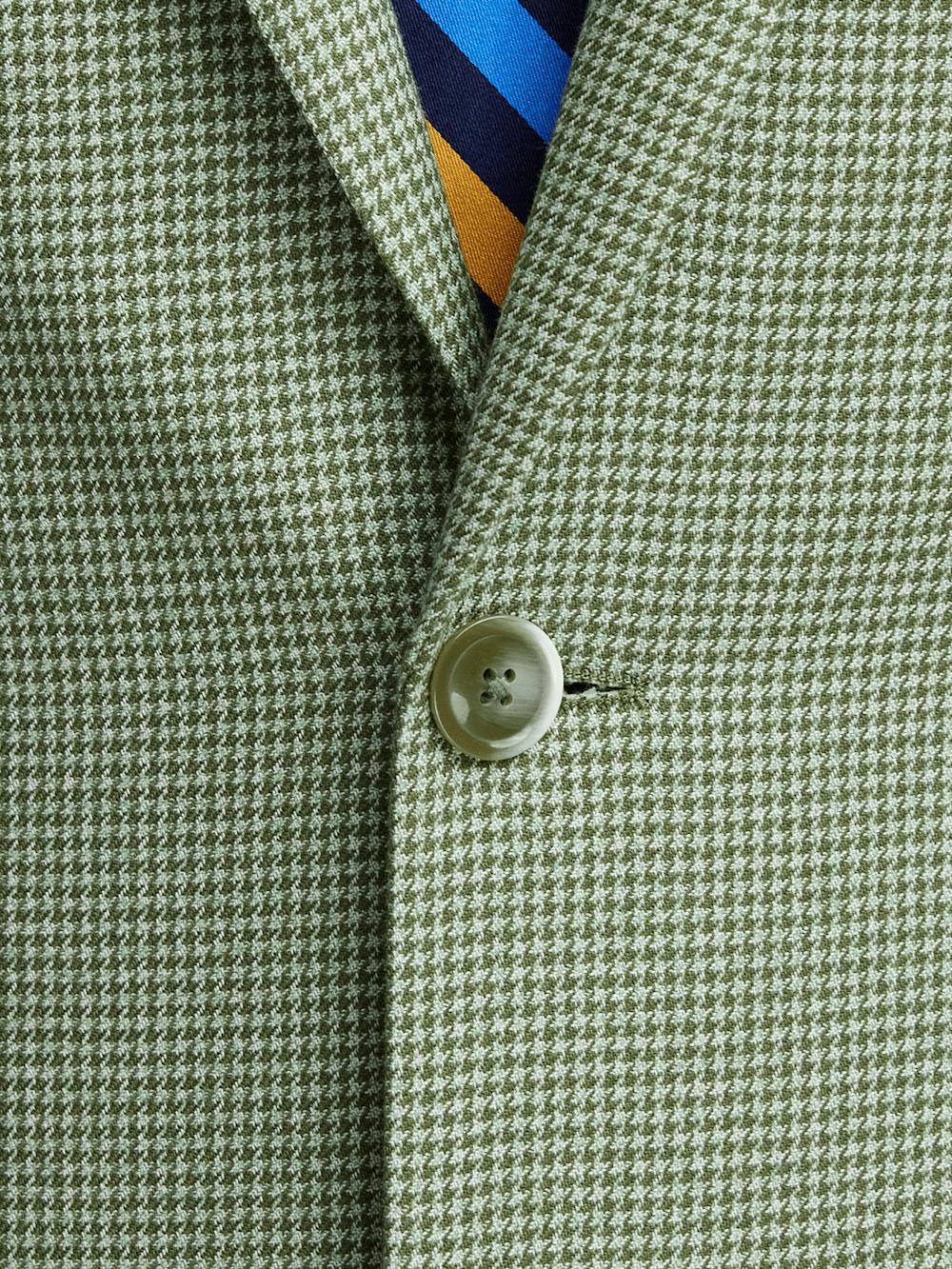 Cotton Blend Houndstooth Single Breasted Notch Lapel Suit Jacket - Green Product Image