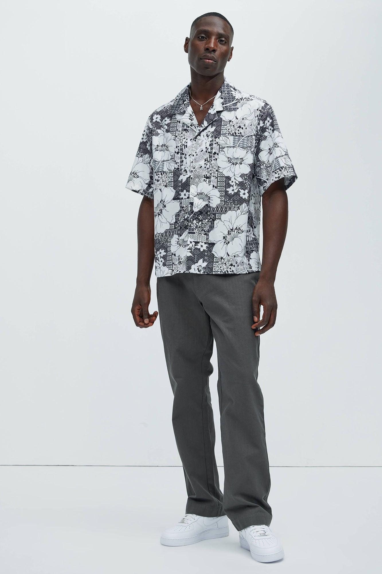 David Patch Work Floral Shirt - Black/White Product Image