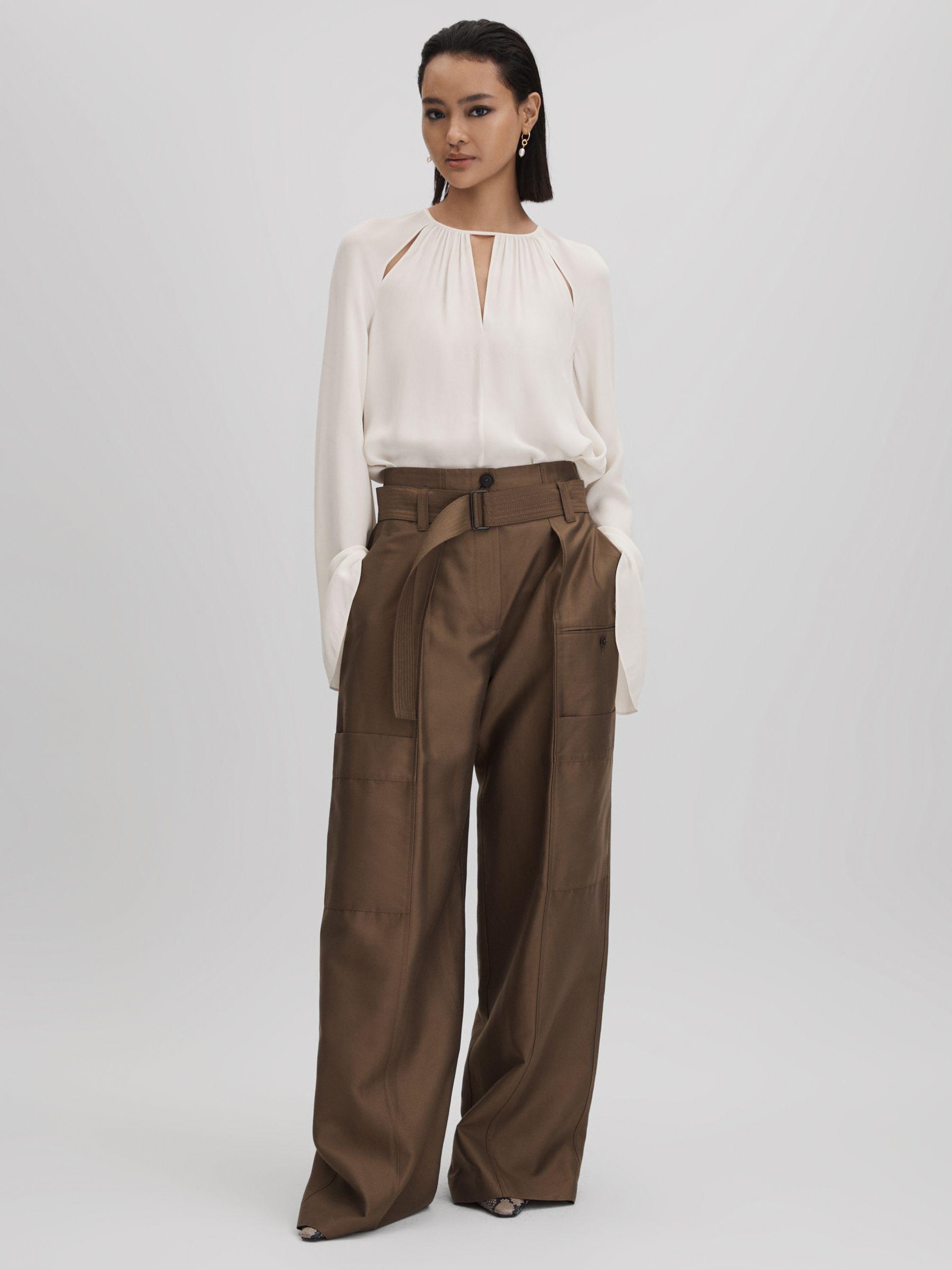Cut-Out Flute Sleeve Blouse in Ivory Product Image
