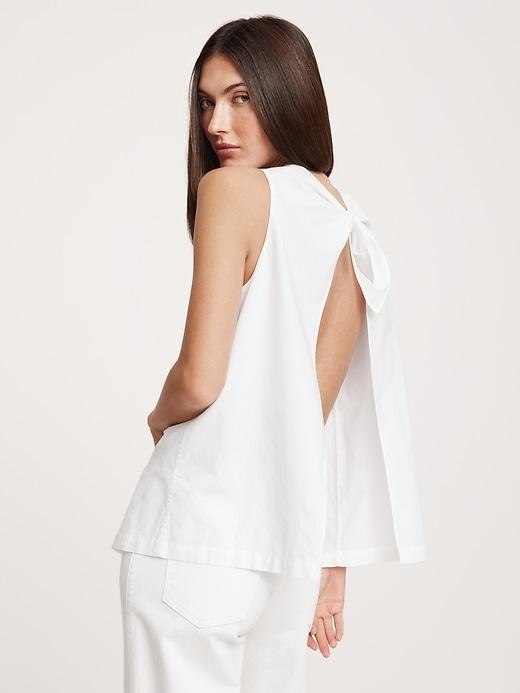 Poplin Cowl-Neck Open-Back Top Product Image