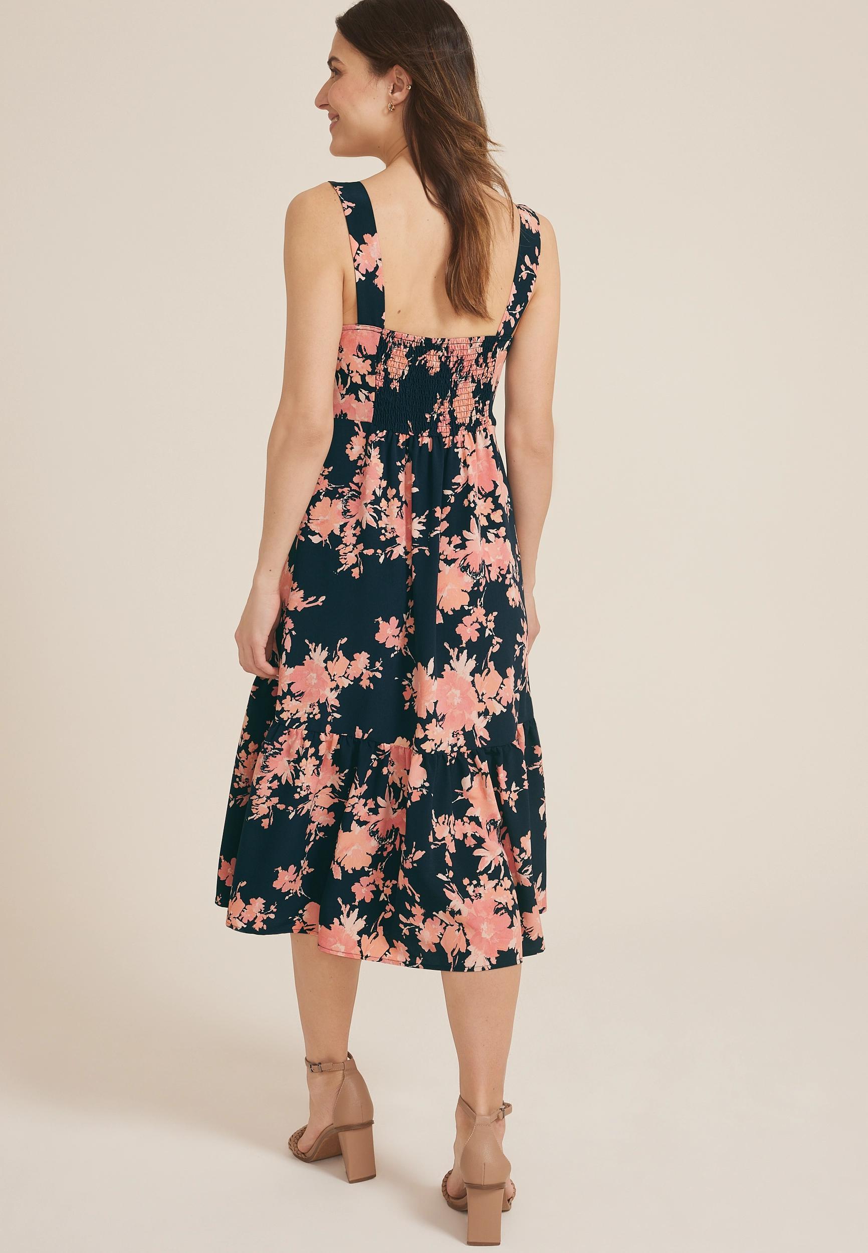 Sweetheart Floral Tiered Midi Dress Product Image