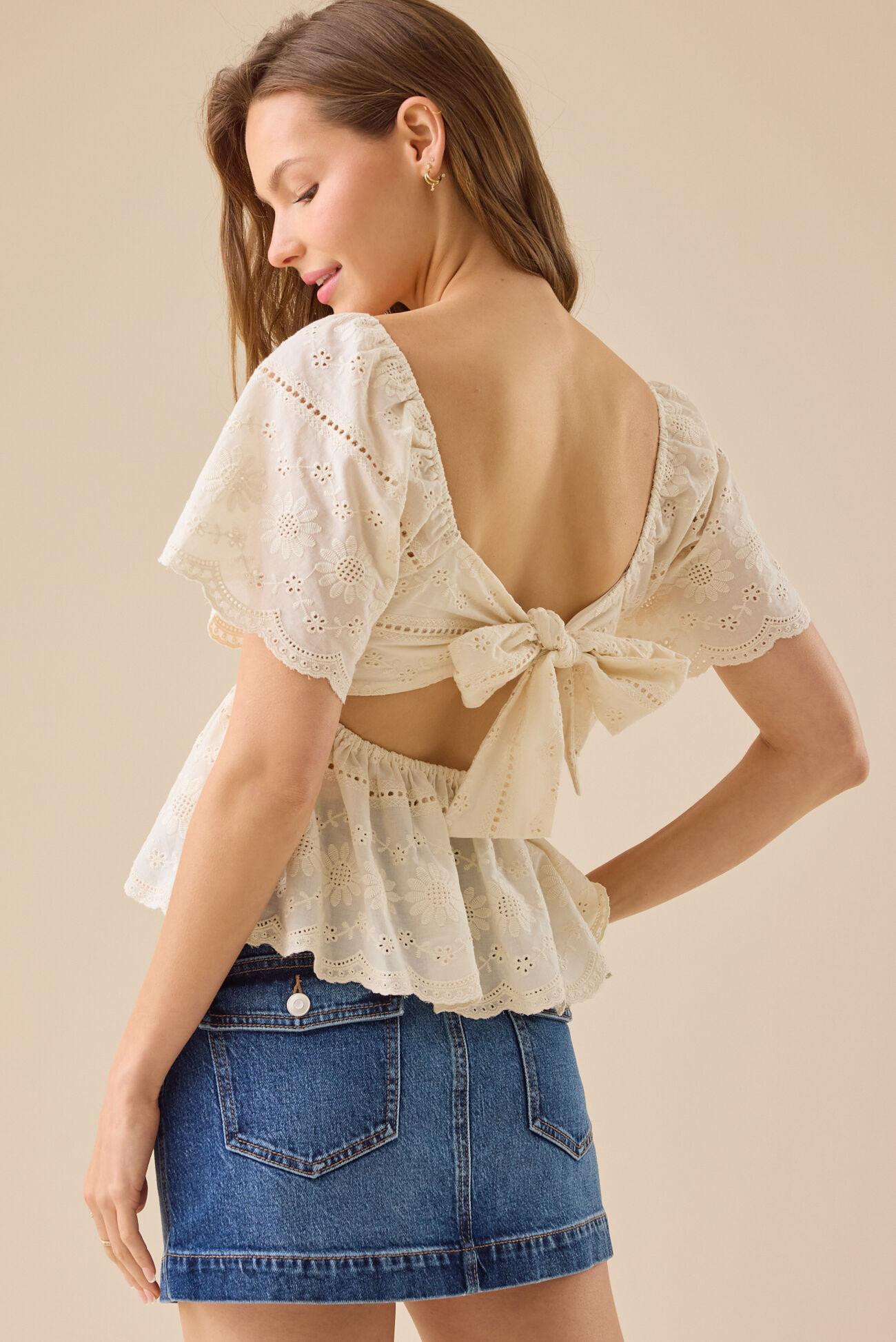 Corey Tie Back Embroidered Top Product Image