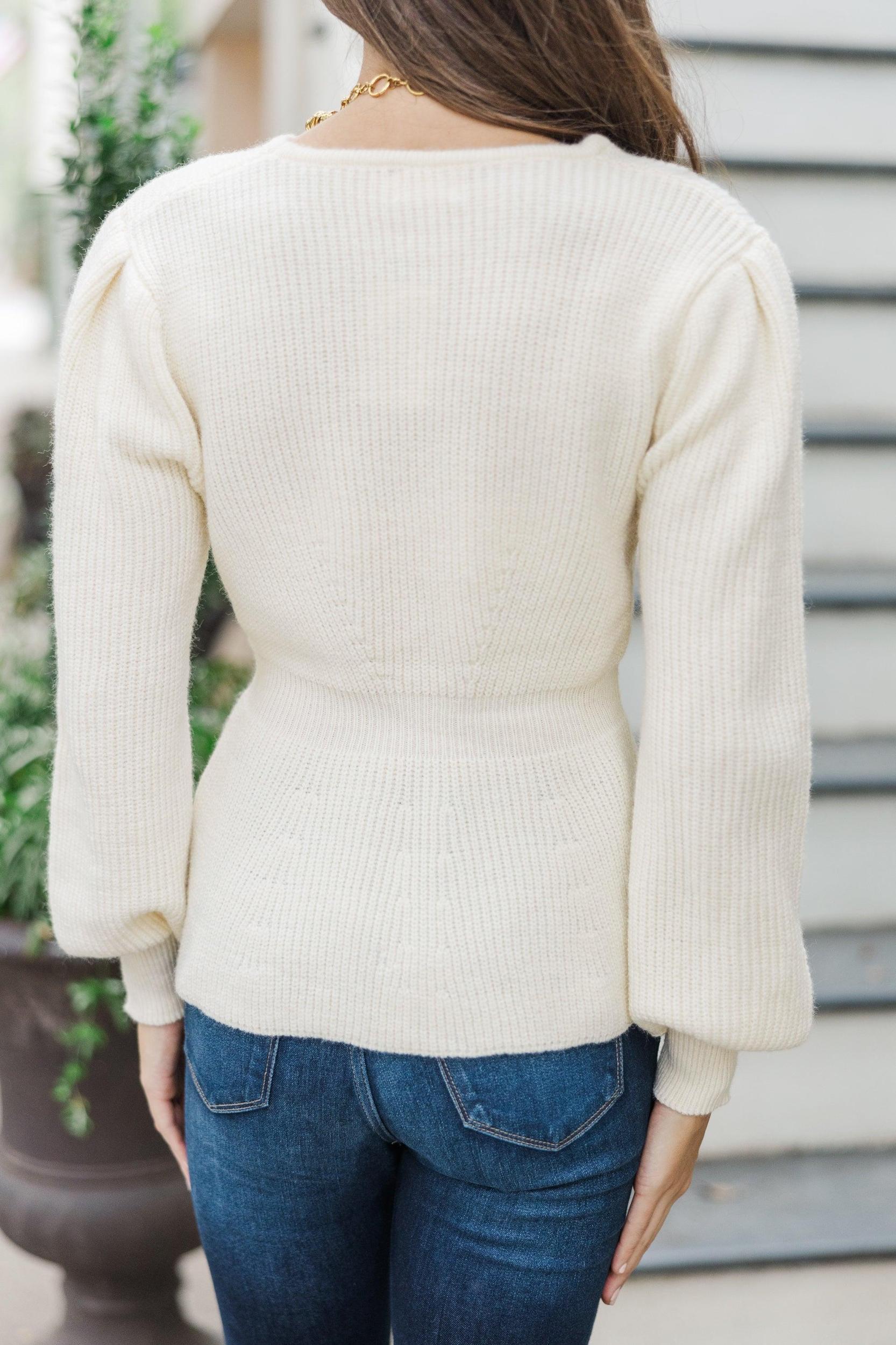 Final Notice Cream Peplum Sweater Female Product Image