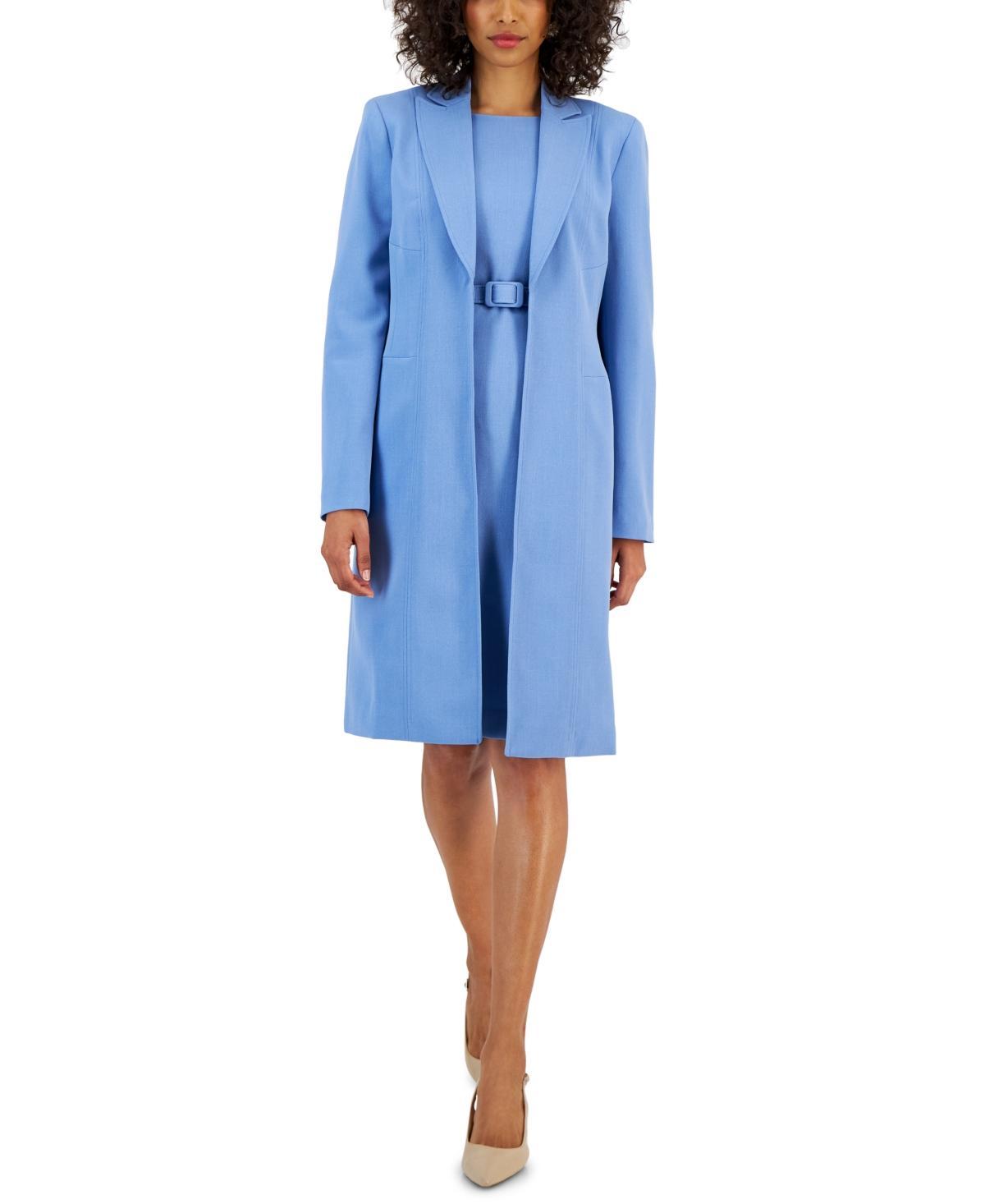 Nipon Boutique Womens Longline Jacket Topper & Belted Sleeveless Sheath Dress Product Image