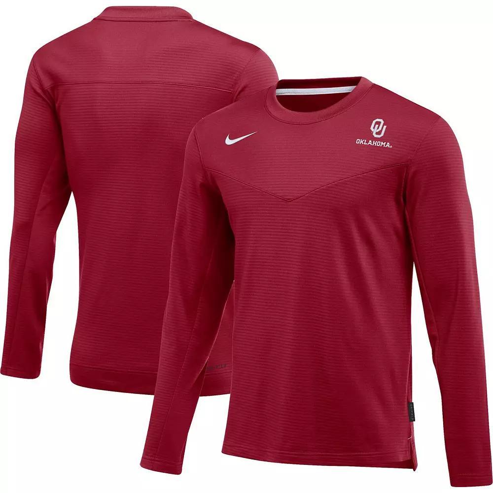 Men's Nike Crimson Oklahoma Sooners Game Day Sideline Performance Long Sleeve T-Shirt, Size: Medium, Red Product Image