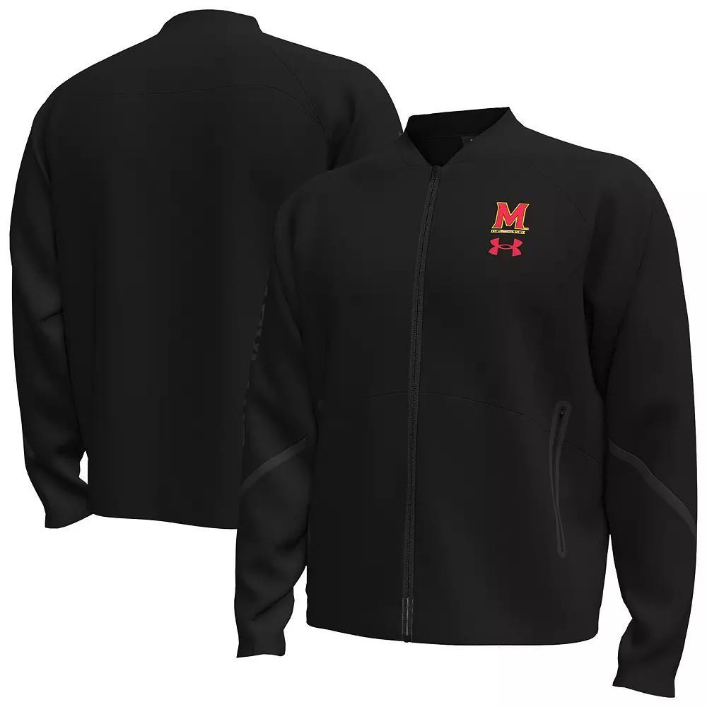 Men's Under Armour  Black Maryland Terrapins Unstoppable Full-Zip Bomber Jacket, Size: Large Product Image