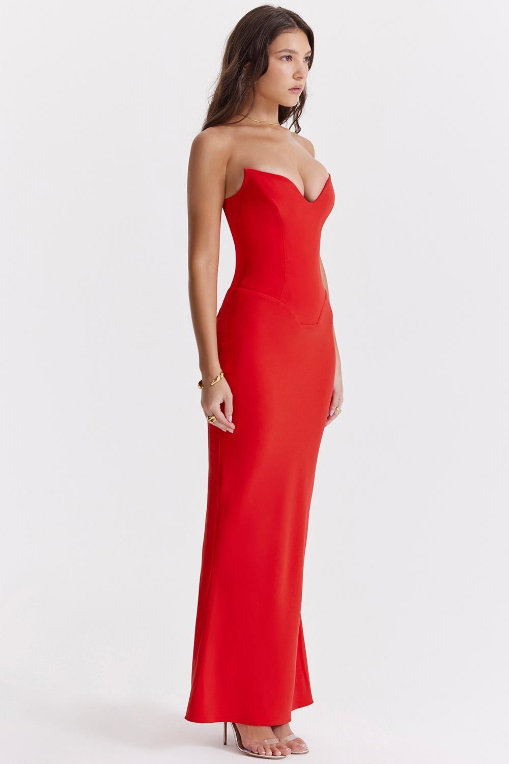 Tamara Cherry Strapless Corset Dress Product Image