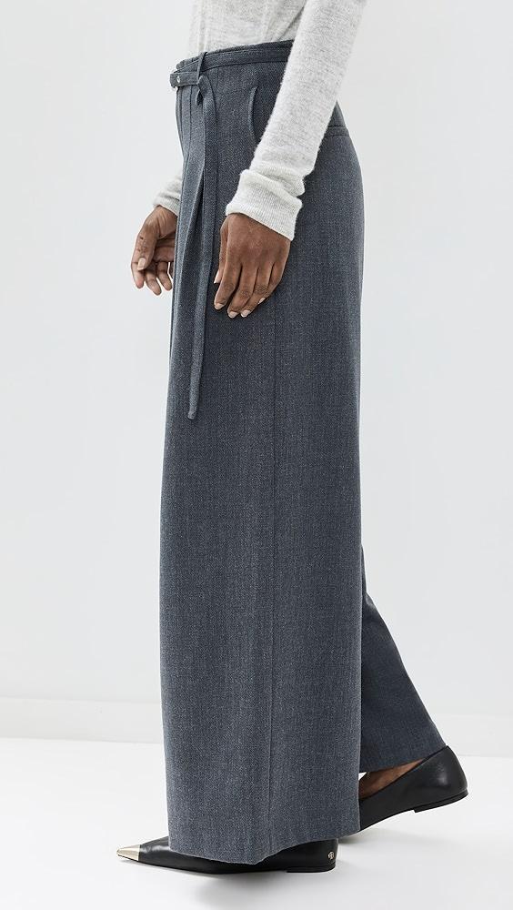Pixie Market Smoking Belted Grey Wide Leg Pants | Shopbop Product Image