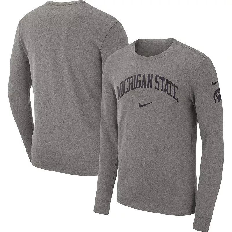 Men's Nike Heather Gray Michigan State Spartans Arch 2-Hit Long Sleeve T-Shirt, Size: 2XL, Grey Product Image