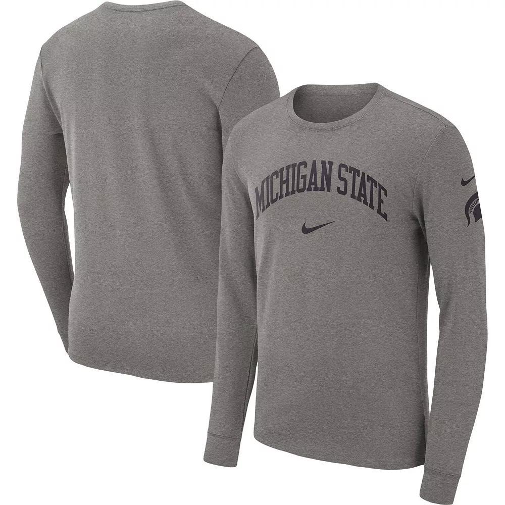 Men's Nike Heather Gray Michigan State Spartans Arch 2-Hit Long Sleeve T-Shirt, Size: 2XL, Grey Product Image