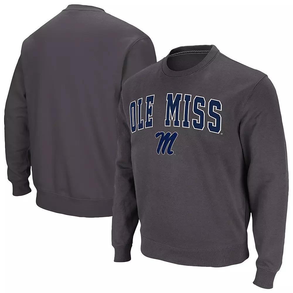 Men's Colosseum Charcoal Ole Miss Rebels Arch & Logo Pullover Sweatshirt, Size: 3XL Product Image