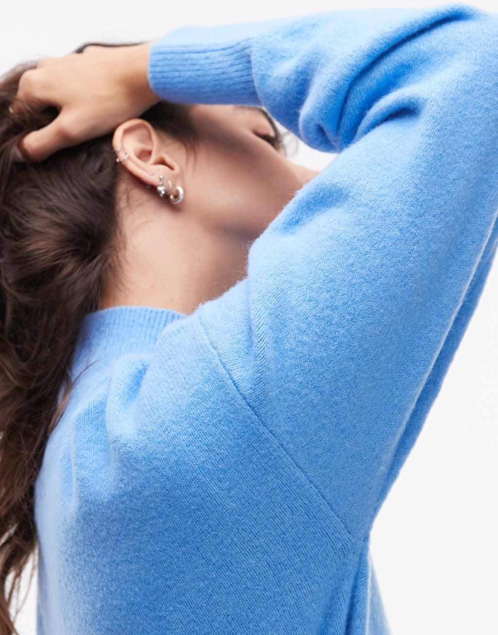 & Other Stories mock neck sweater in blue Product Image