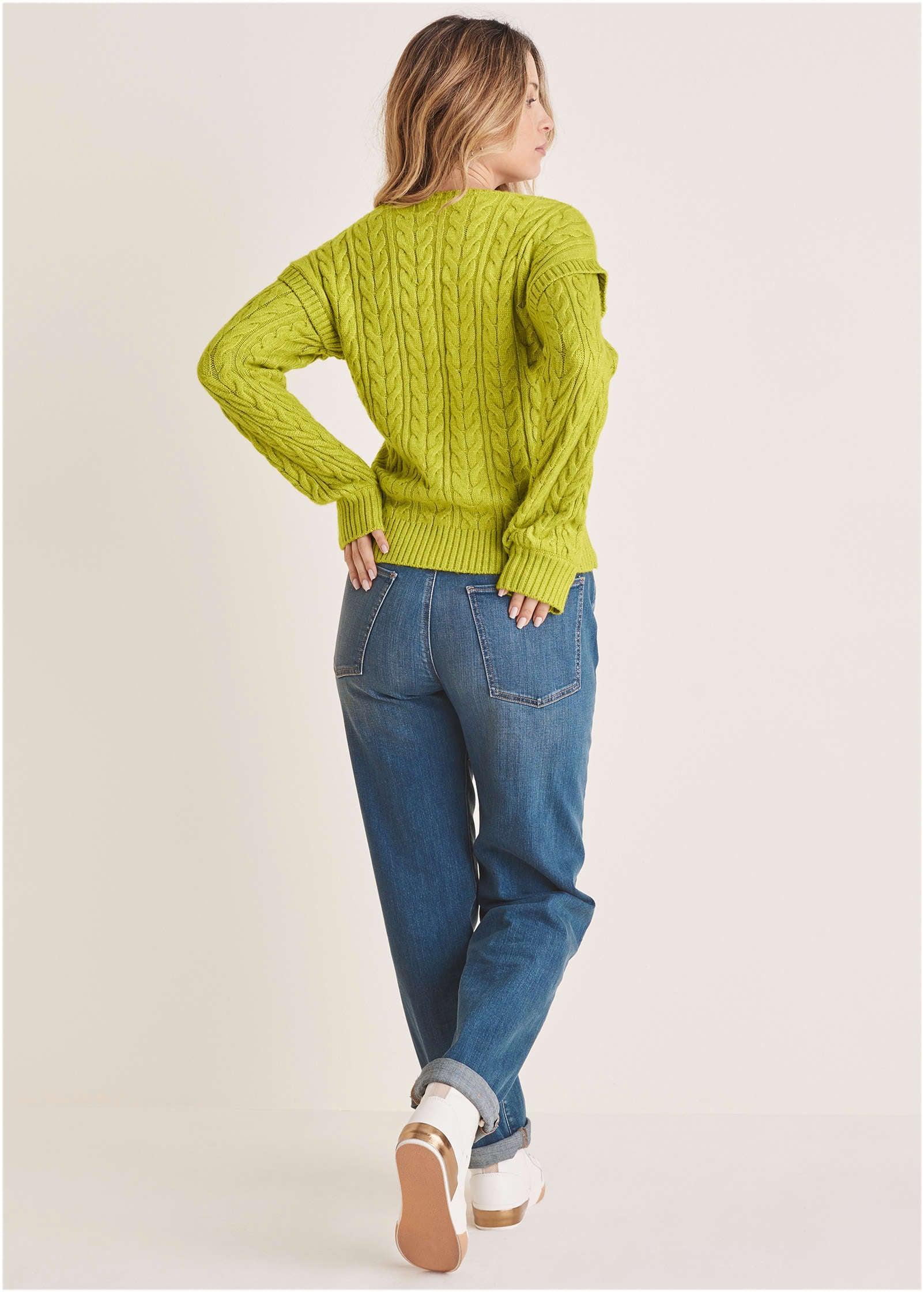 Cable Knit Cut-Out Sweater - Lentil Sprout Product Image