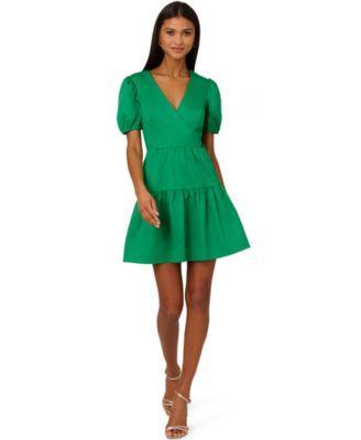 Adrianna Papell Stretch Cotton Short Dress (Spicy Coral) Women's Dress Product Image
