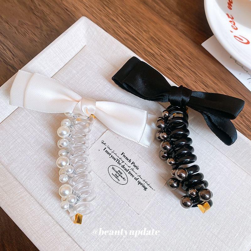 Bow Faux Pearl Hair Tie Product Image