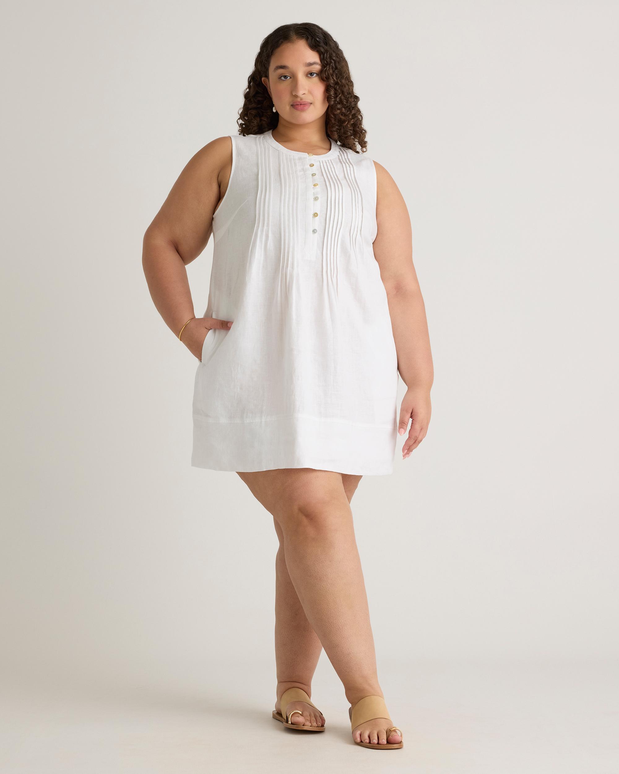 Quince | Women's 100% European Linen Sleeveless Swing Dress Product Image