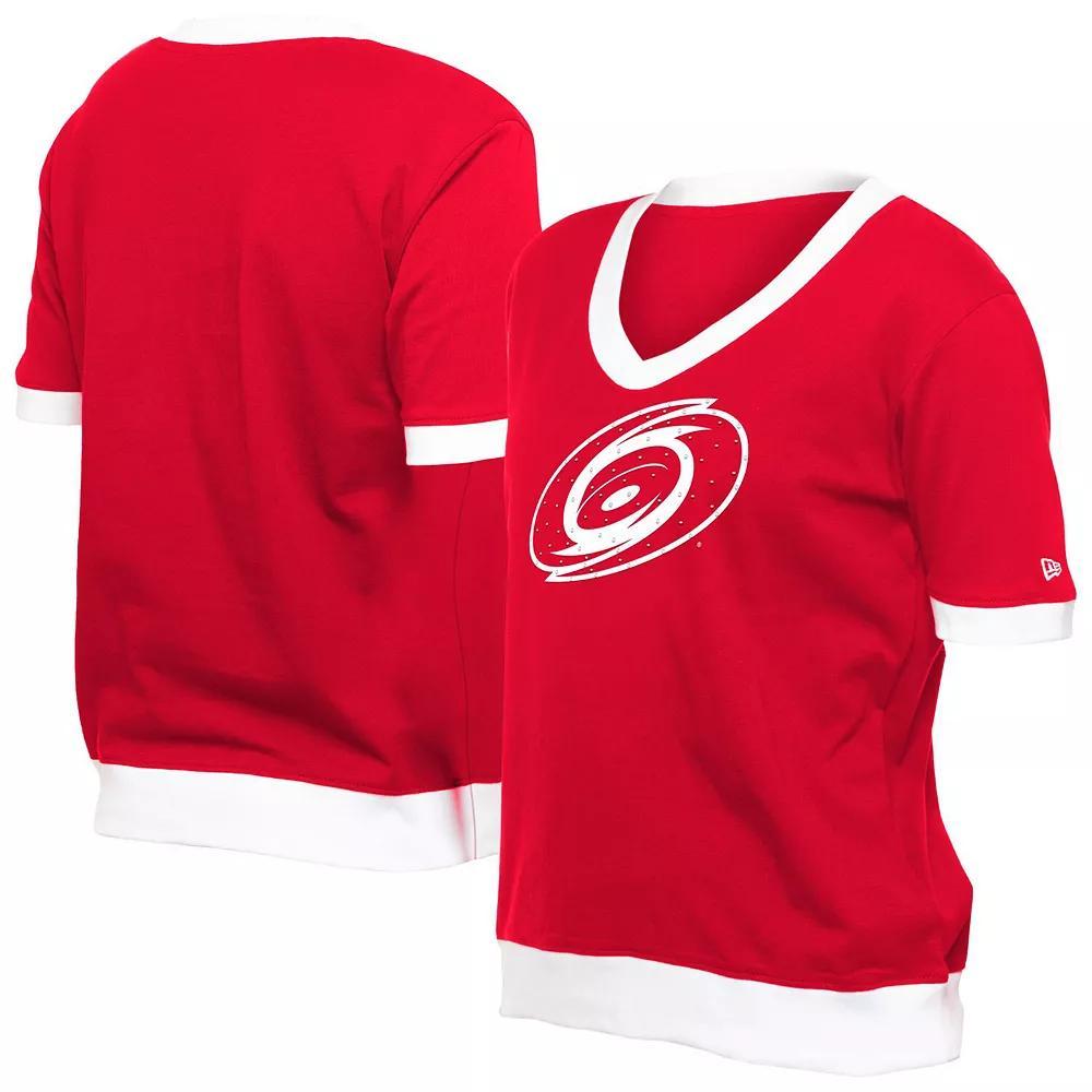 Women's New Era Red Carolina Hurricanes Game Day Rhinestuds T-Shirt, Size: 2XL Product Image