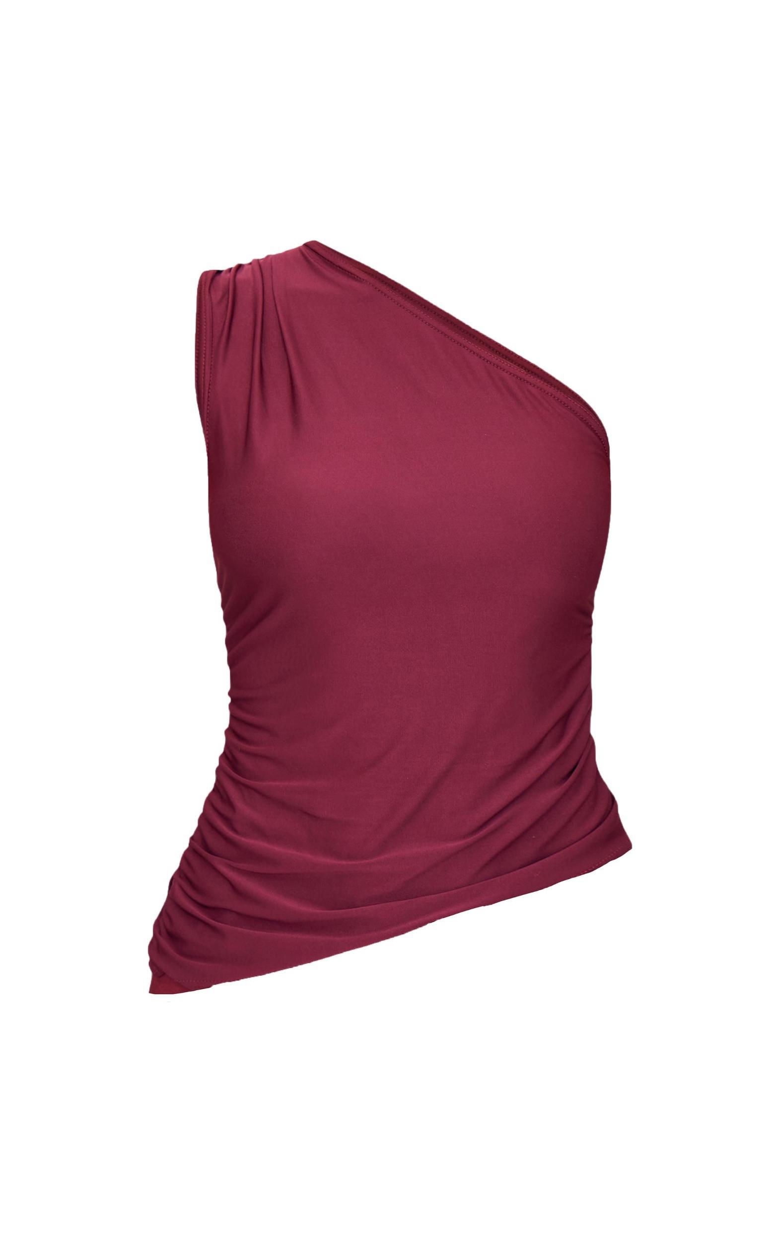 Burgundy Asymmetric Ruched Side Longline Top Product Image
