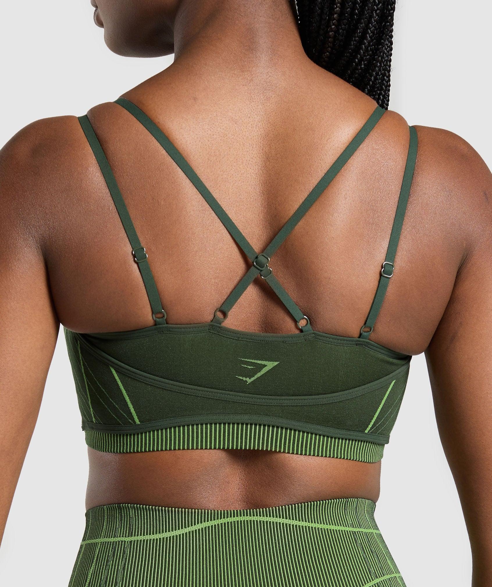 Gymshark Apex Seamless Strappy Sports Bra - Trail Green/Energy Gelato Green Female Product Image