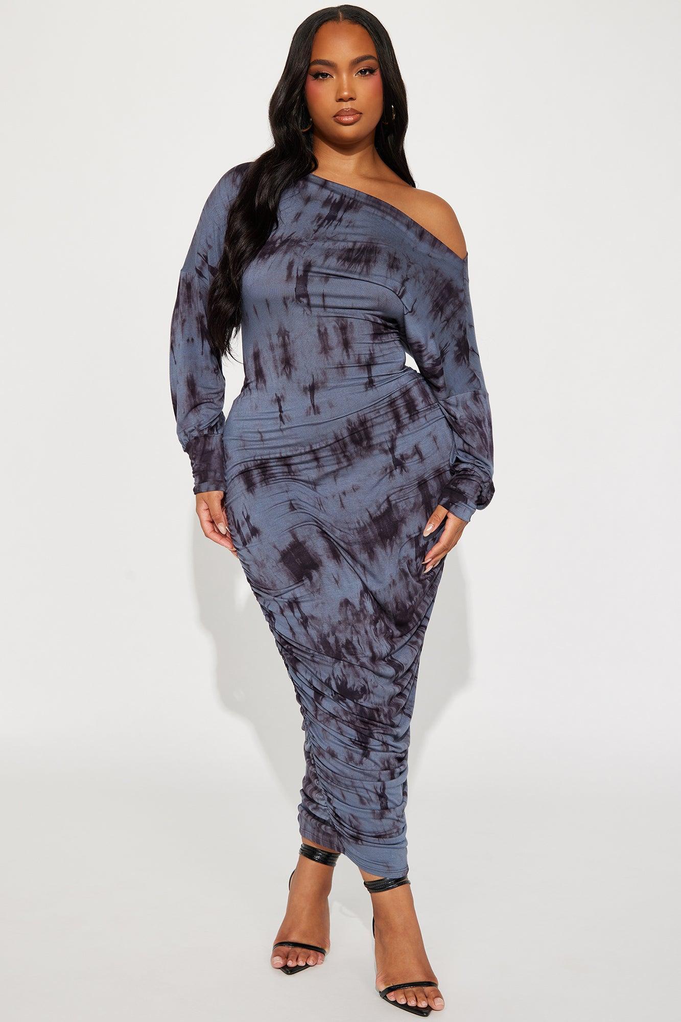Hailey One Shoulder Midi Dress - Denim Product Image