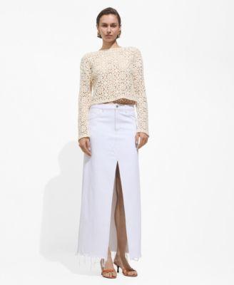 Mango Womens Flowers Detail Crochet Sweater Product Image