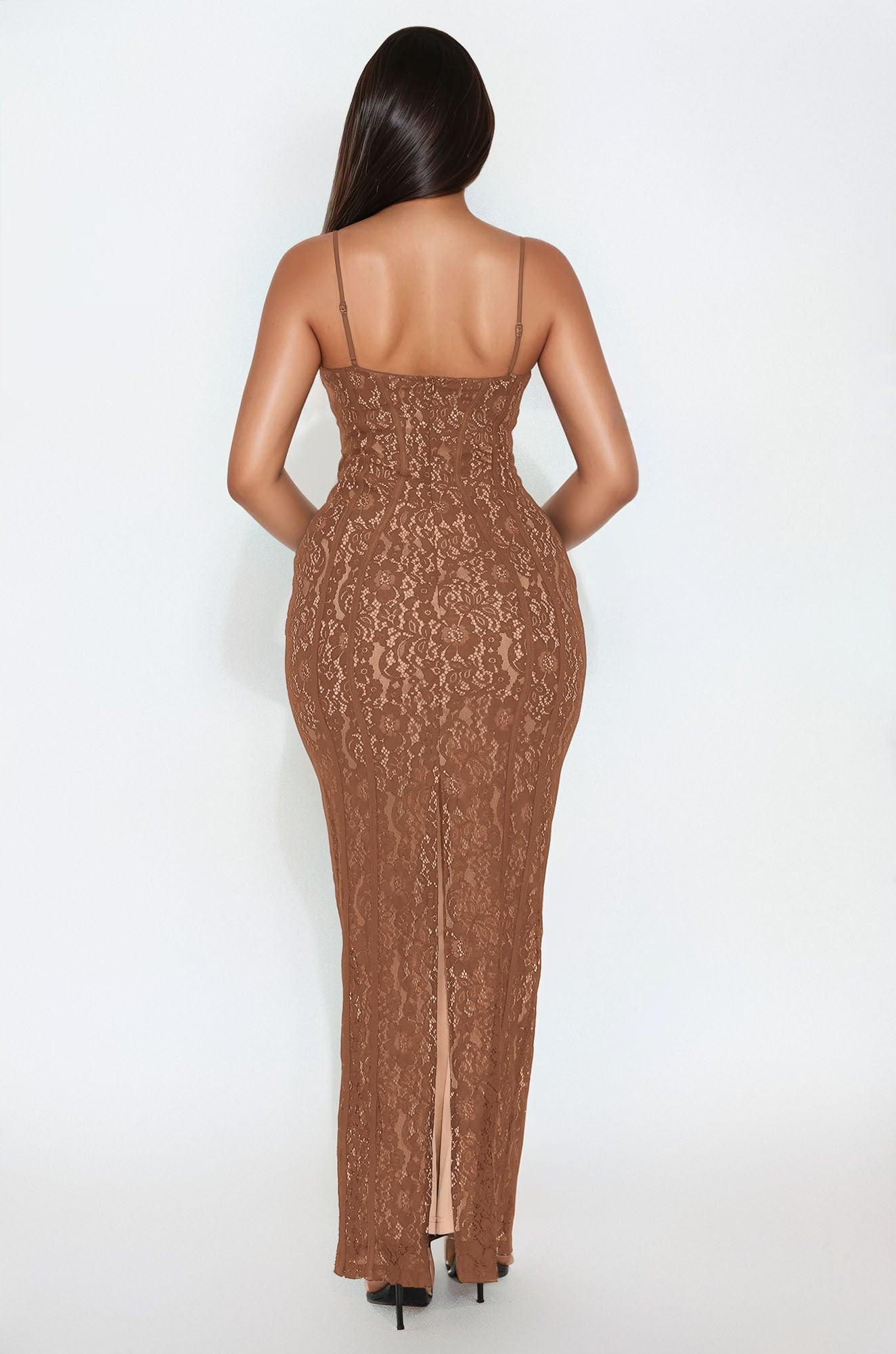 All In Love Lace Maxi Dress - Mocha Product Image
