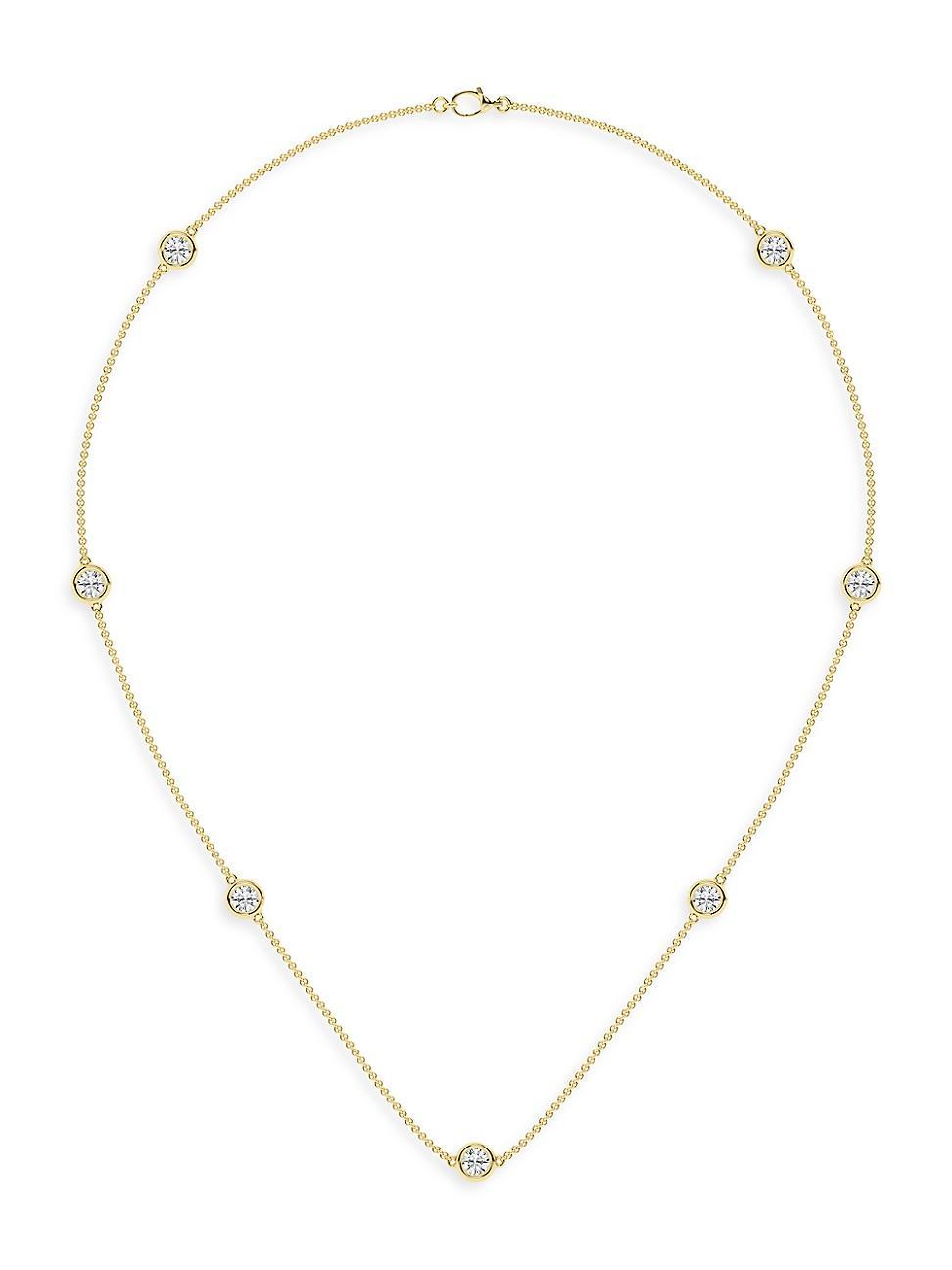 Womens 14K Yellow Gold & 7-Diamond Station Necklace/0.70-2.10 TCW Product Image