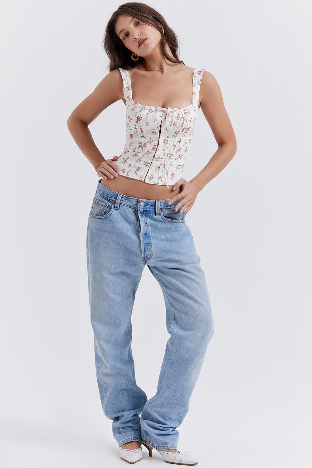 Chicca Rose Print Floral Top Product Image