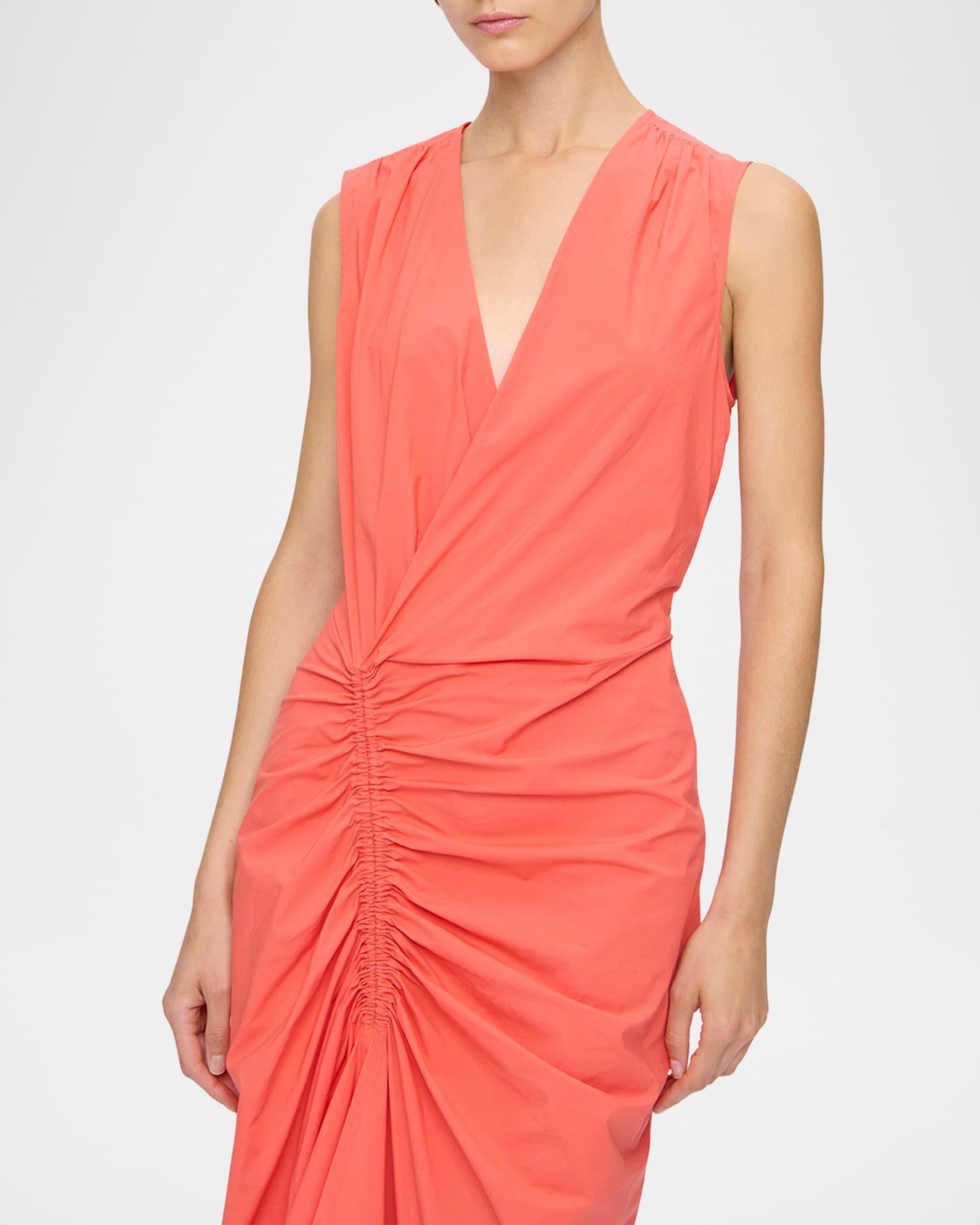 Agnes V-Neck Gathered Wrap Sleeveless Dress Product Image
