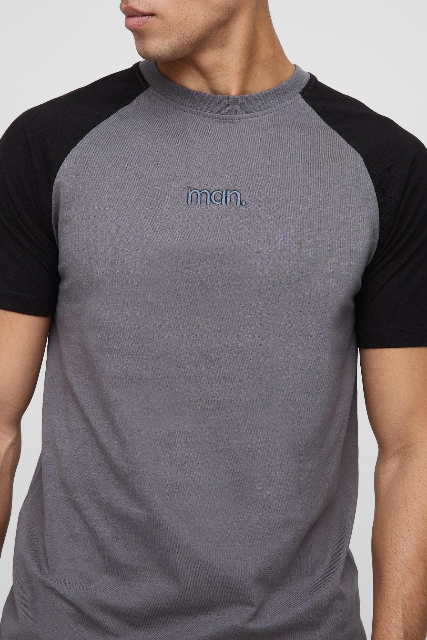Slim Fit Man Colour Block Raglan T-Shirt | boohooMAN USA Product Image