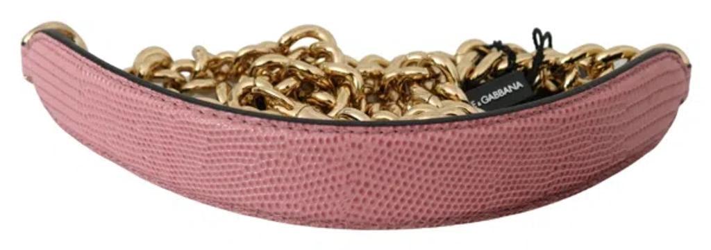 DOLCE & GABBANA Elegant Pink Gold Leather Shoulder Strap Product Image