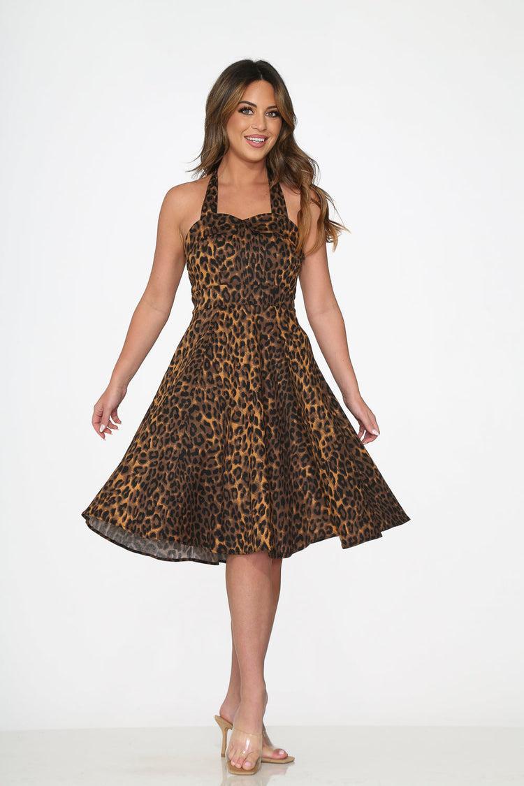 Leopard Halter Swing Dress Product Image