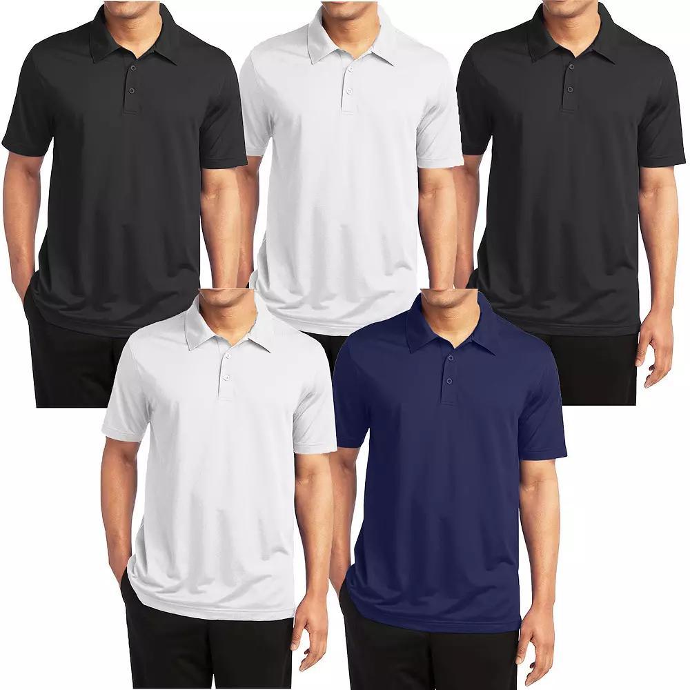 Men's Galaxy By Harvic 5-Pack Moisture-Wicking Polos, Size: XXL, Black White Navy Product Image