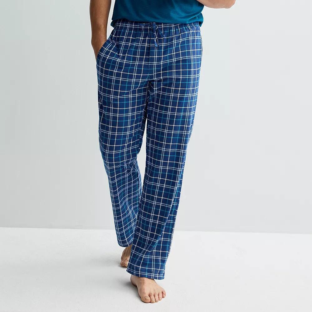 Mens Sonoma Goods For Life Essential Knit Pajama Pants Plaid Team Blue Product Image