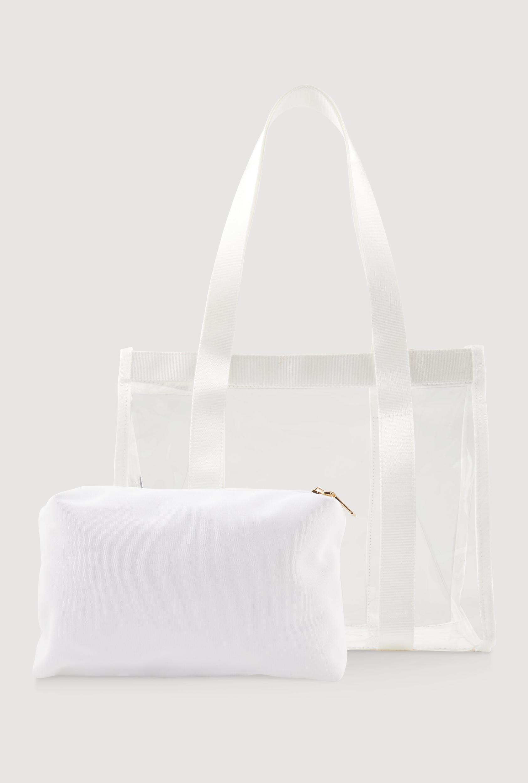 Contrast Trim Clear Tote Bag with Pouch Female Product Image