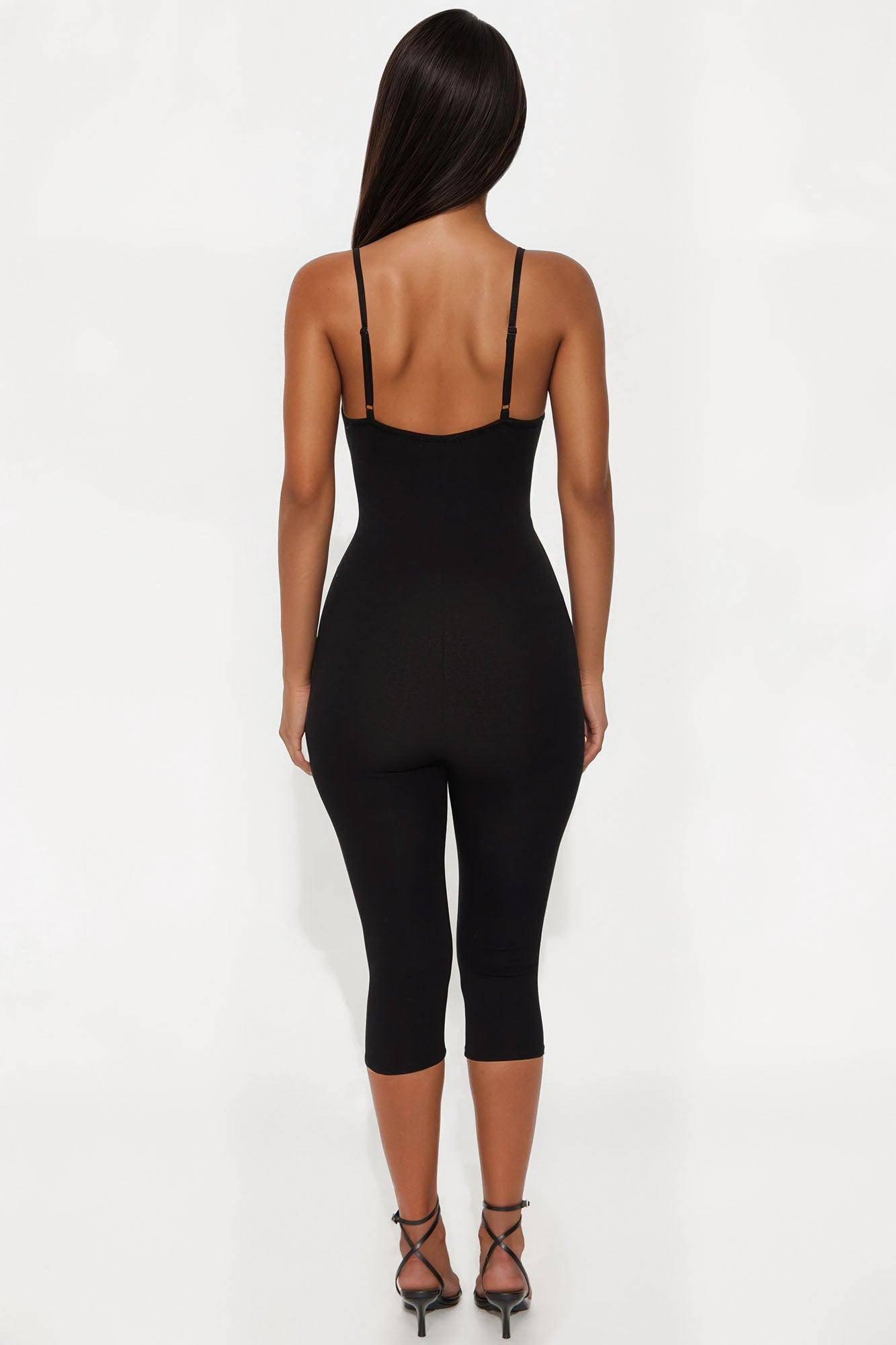 Frankie Cotton Capri Jumpsuit - Black Product Image