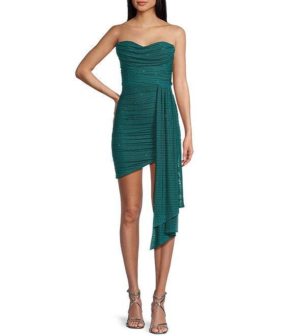 Lulus Strapless Rhinestone Bodycon Mini Dress Product Image