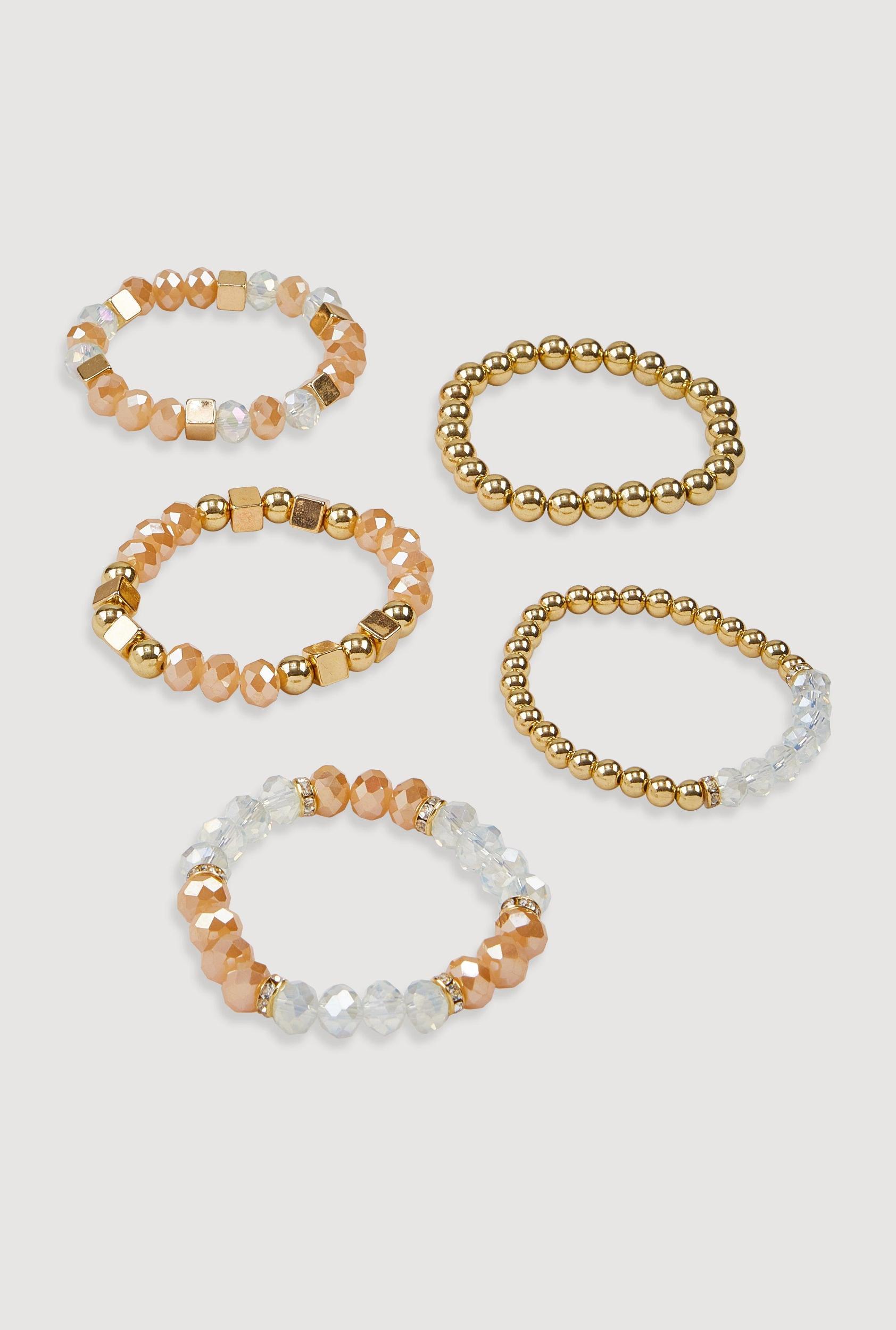 Assorted Beaded Stretch Bracelets Set of 5 Female Product Image
