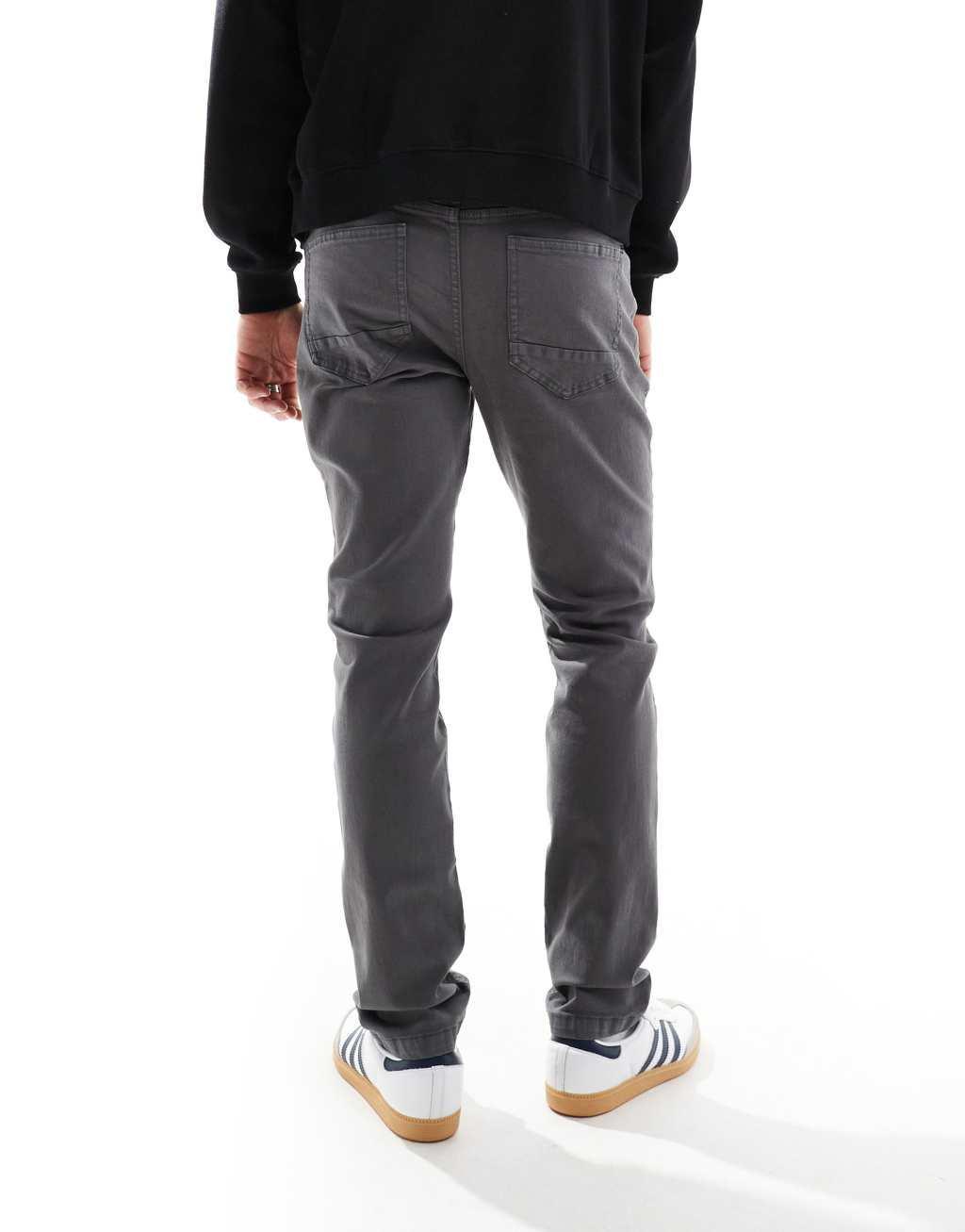 Threadbare slim fit chino pants in charcoal Product Image