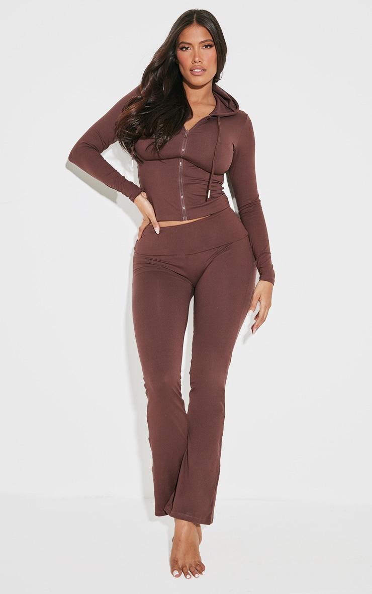Shape Brown Stretch Sculpted Foldover Waist Flare Pants Product Image