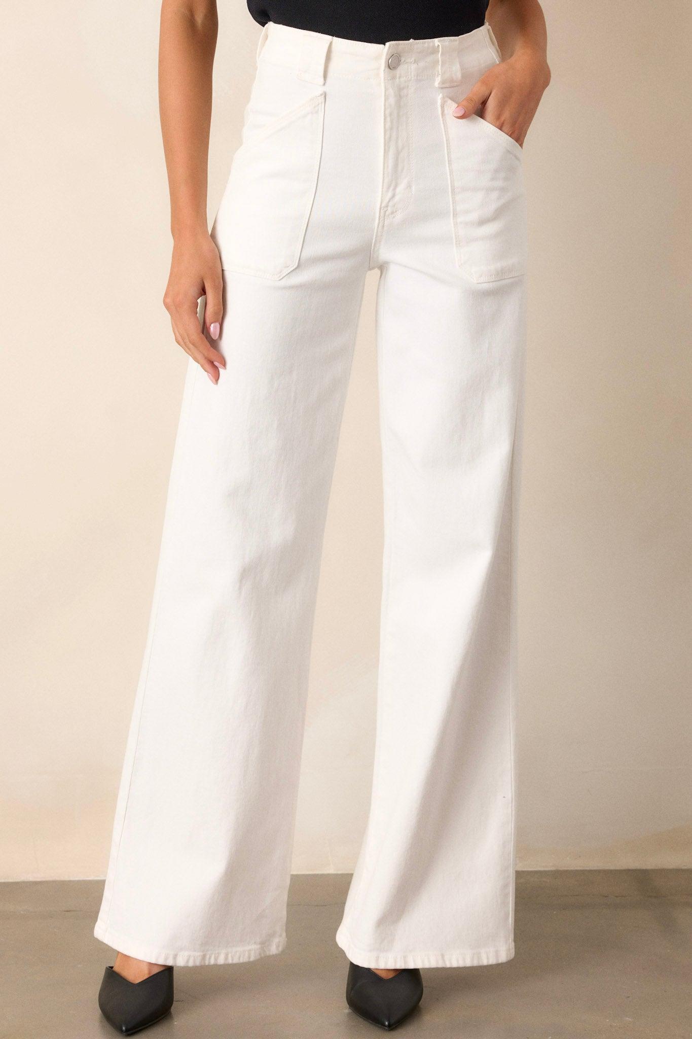 Hazy Days White Wide Leg Jeans Product Image