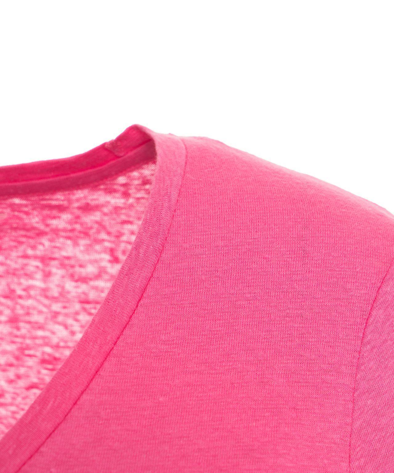Linen T-shirt with V-neck Product Image