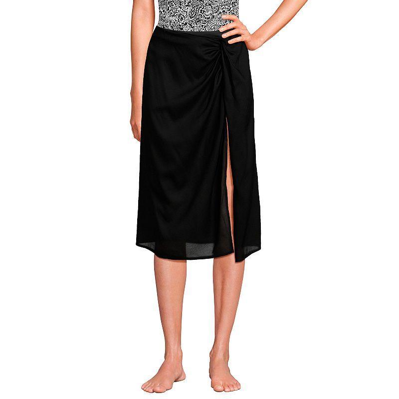 Women's Lands' End Sheer Twist Front Knee Length Swim Cover-up Skirt, Size: Large, Prism Pink Product Image
