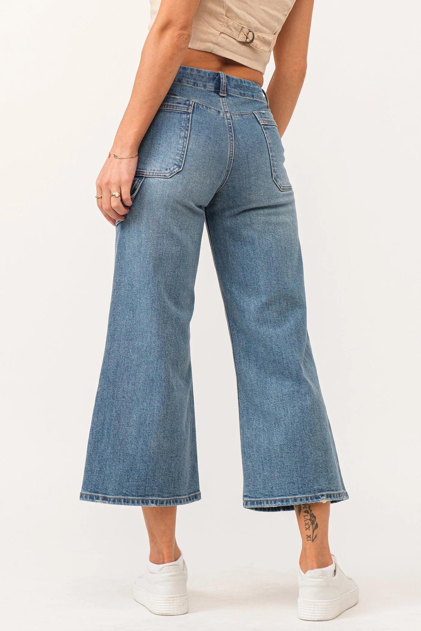 Audrey Super High Rise Cropped Wide Leg Jeans Product Image