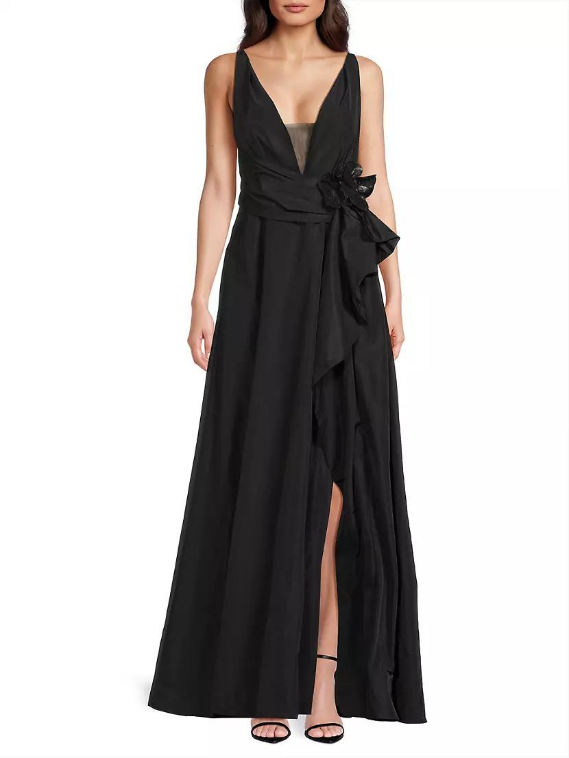 Caro Embellished Satin V-Neck Gown Product Image