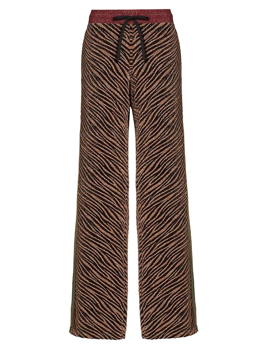 Womens Zebra Drawstring Wide-Leg Pants Product Image