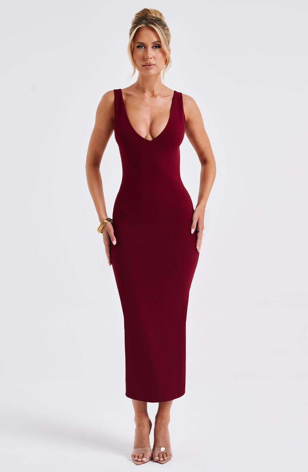 Lucinda Midi Dress - Burgundy Product Image